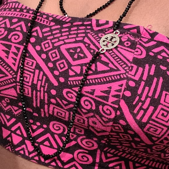 Long Tory Burch shiny black beads long necklace - Picture 3 of 5